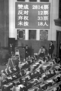 1998年3月10日 九届人大一次会议通过国务院机构改革方案